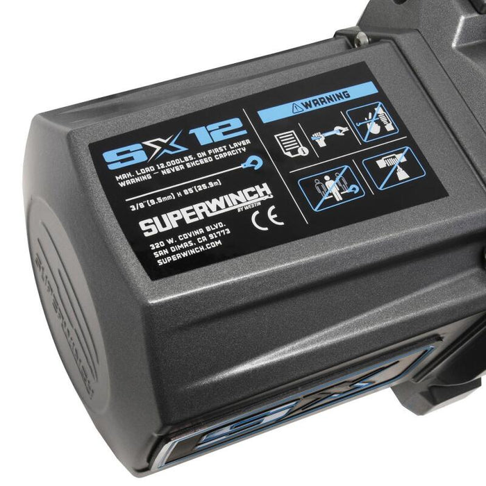 Superwinch 1712200 12000 LBS 12V DC 3/8in x 85ft Wire Rope SX 12000 Winch - Graphite