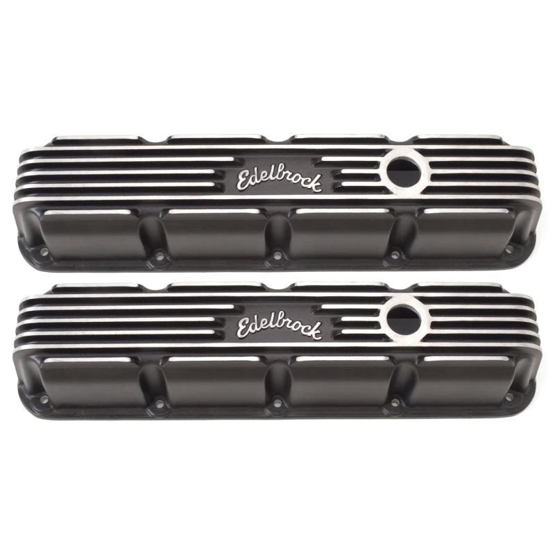 Edelbrock EDE41773 SBM Classic Finned V/C's - Black
