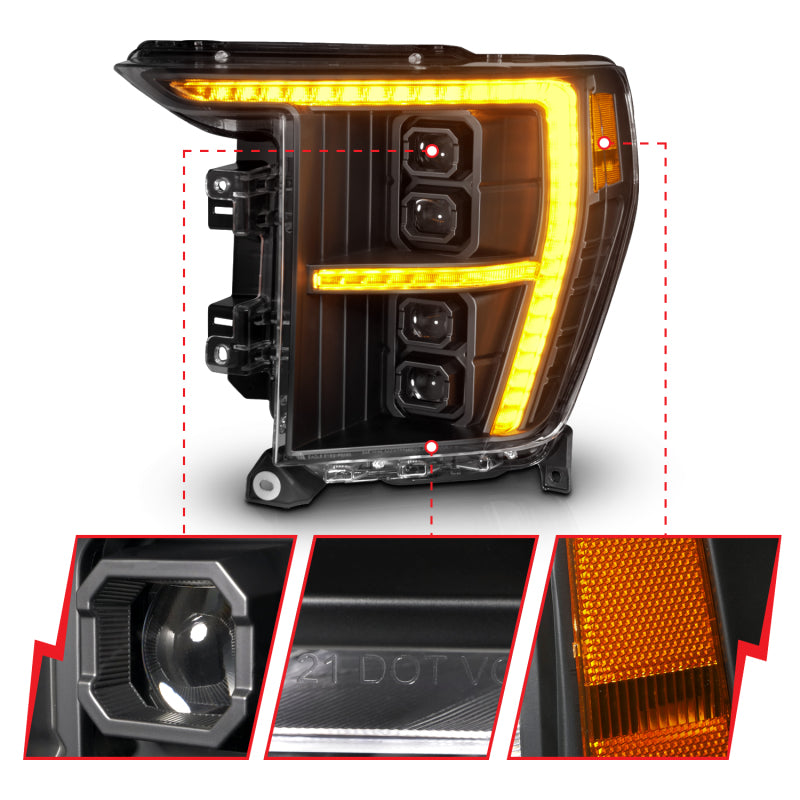 ANZO 111593X-R 21-23 Ford F-150 (w/Factory Halogen) Z-Series Full LED Proj Headlights - Pass. Side ONLY