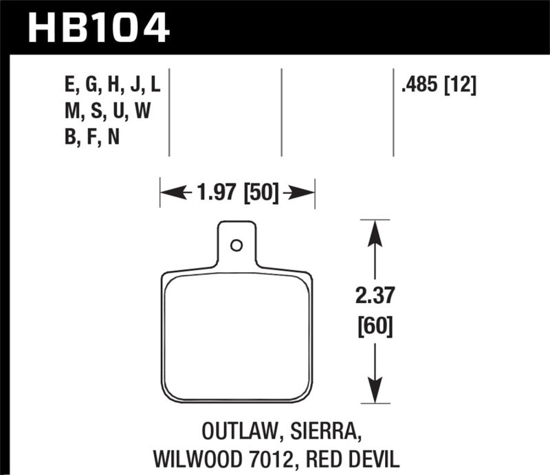 Hawk Performance HB104N.485 Hawk Sierra/Outlaw/Wilwood HP+ Street Brake Pads