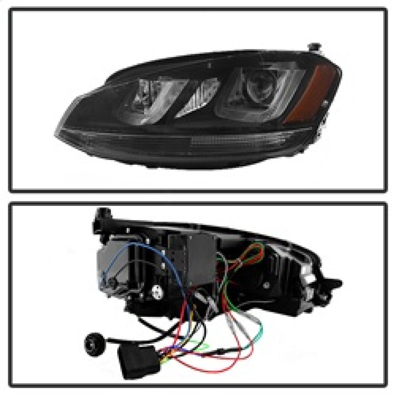 SPYDER 5080578 Spyder Volkswagen Golf VII 14-16 Projector Headlights DRL LED Blk Stripe Blk PRO-YD-VG15-BLK-DRL-BK