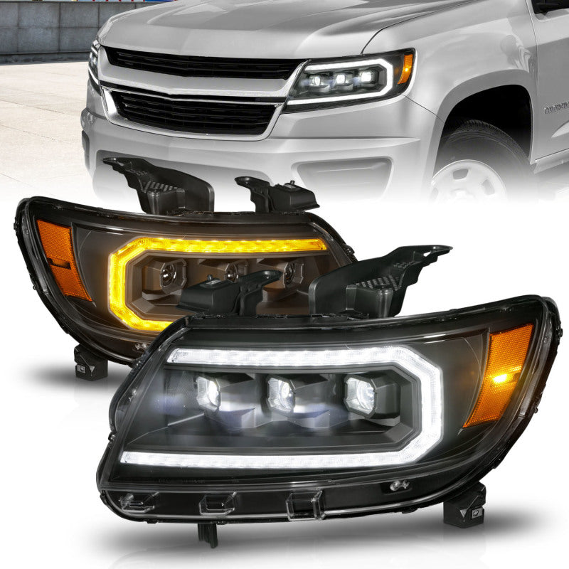 ANZO 111615 15-22 Chevrolet Colorado Full LED Projector Headlights w/ Initiation & Sequential - Black