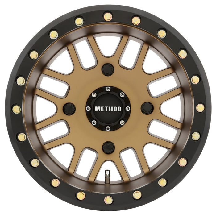 Method Wheels MR40641046955B Method MR406 UTV Beadlock 14x10 5+5/-2mm Offset 4x156 132mm CB Method Bronze w/Matte Blk Ring Wheel