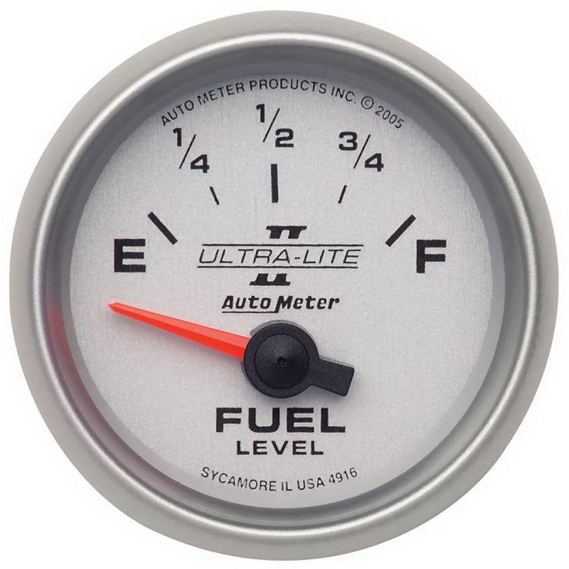 AutoMeter 4916 Autometer Ultra-Lite II 52mm 240-33 OHMS Short Sweep Electronic Fuel Level Gauge