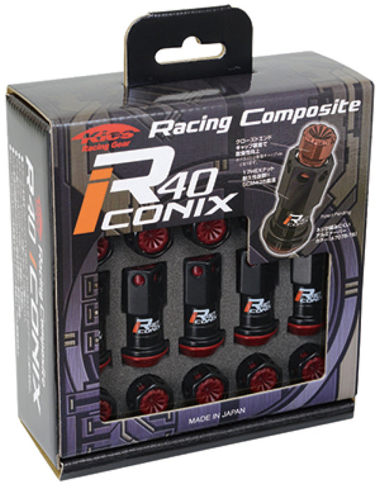 Project Kics WRIF03KK 20 PCS (NO LOCKS) Black R40 Iconix W/ Plastic Cap (Black) - 12X1.25