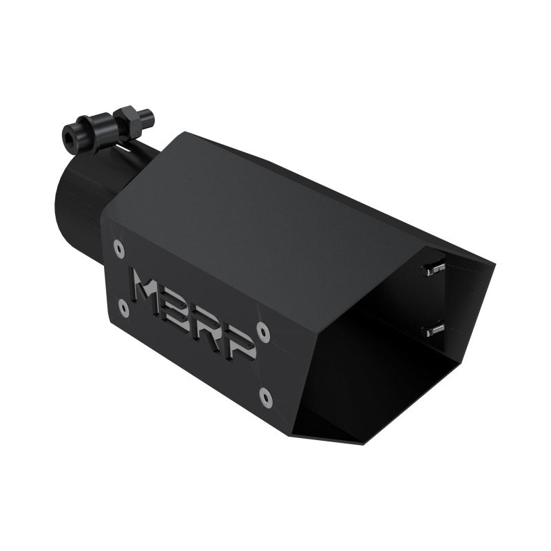 MBRP T5173BLK Universal 4in Hex Tip 2.5in Inlet 10in Length w/ Logo - Black Coated