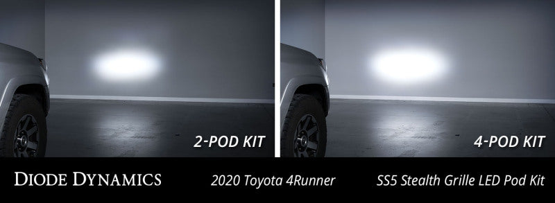Diode Dynamics DD7544 14-23 Toyota 4Runner SS5 Stealth Grille LED 4-Pod Kit - Pro White Combo