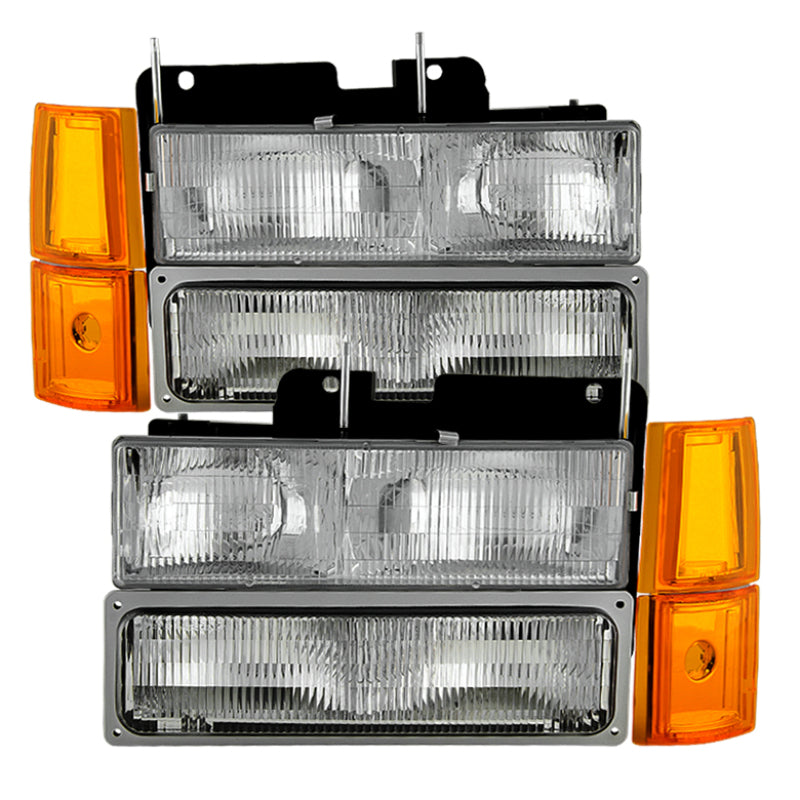 SPYDER 9034411 xTune GMC Yukon 94-99 Headlights w/ Corner & Parking Lights 8pcs Sets - OEM HD-JH-GCK94-OE-C-SET