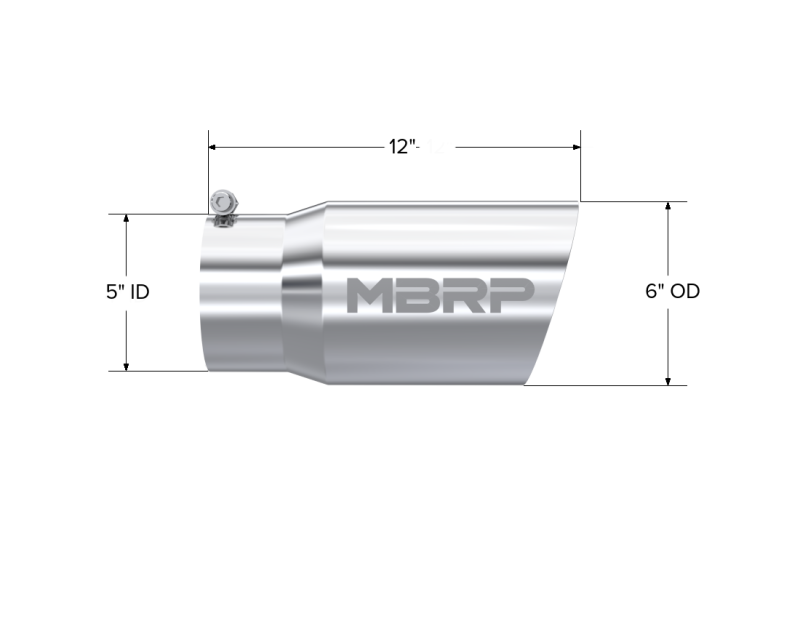 MBRP T5074 Universal Tip 6 O.D. Dual Wall Angled 5 inlet 12 length