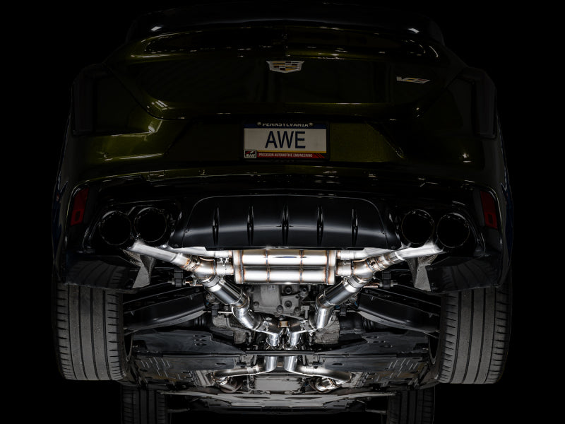 AWE Tuning 3025-43436 2021+ Cadillac CT4-V Blackwing SwitchPath Exhaust - Diamond Black Tips