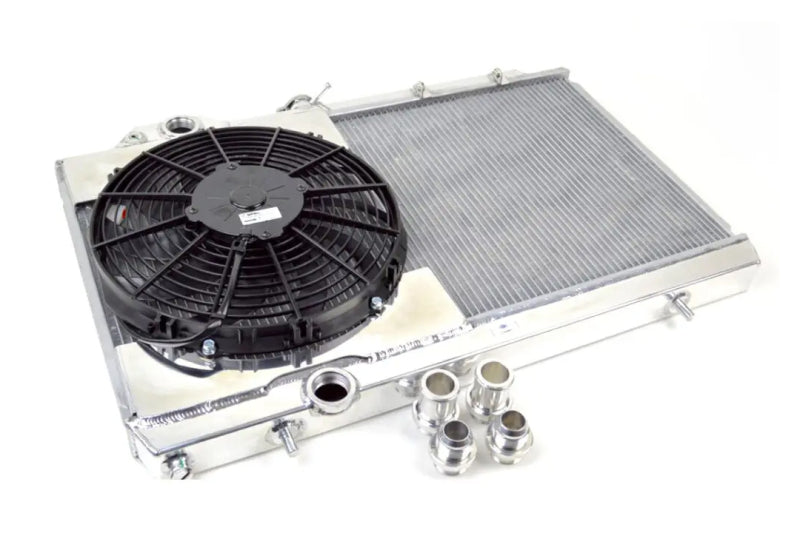 CSF 7075 96-07 Mitsubishi Evo 4/5/6/7/8/9 Full-Slim Radiator w/12in Fan & Shroud/-16AN & Slip On Fitting