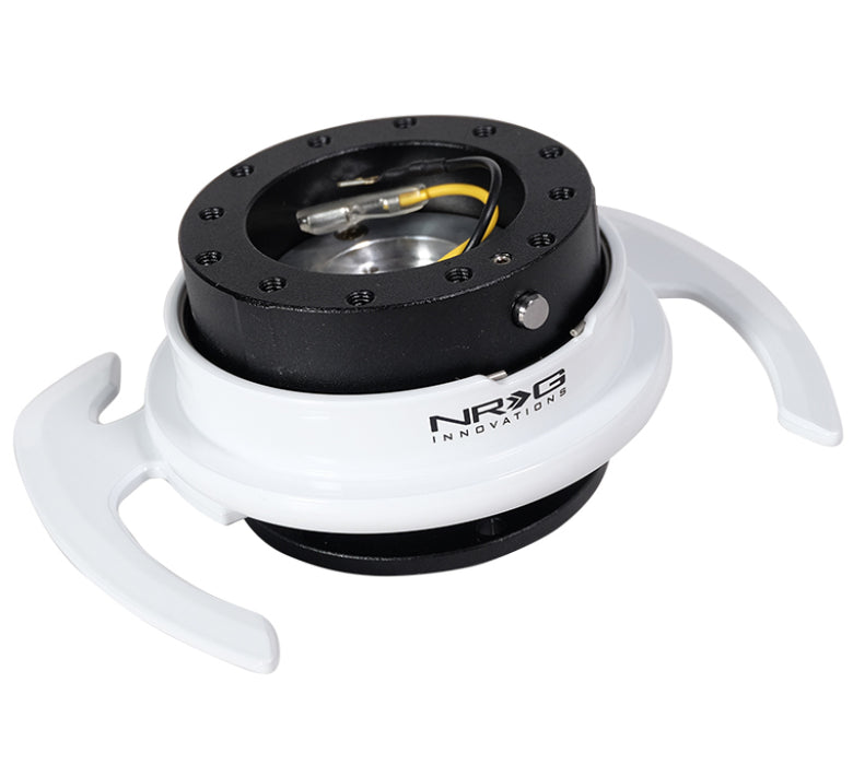 NRG SRK-700BK/WT Quick Release Kit - Black Body/ White Ring w/ Handles