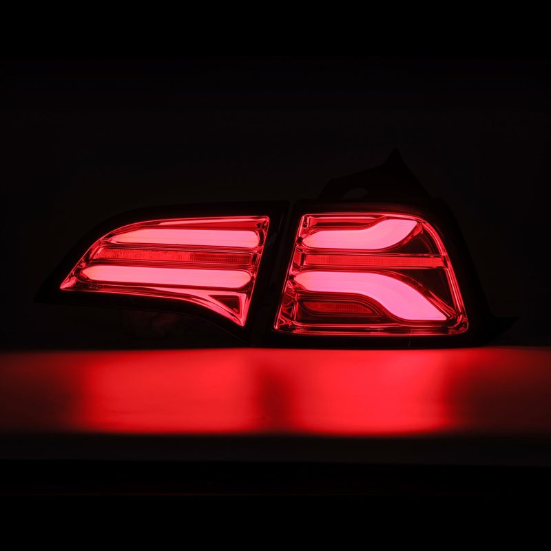 AlphaRex 601020 17-22 Tesla Model 3 PRO-Series LED Tail Lights Red Smoke w/Seq Sig