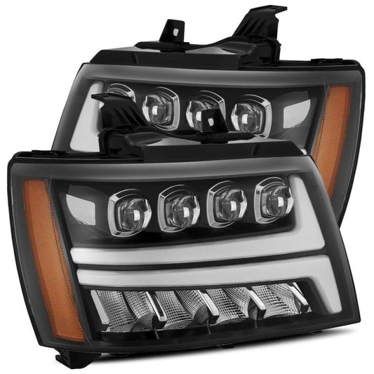 AlphaRex 880287 07-13 Chevy Avalanche NOVA LED Proj Headlights Plank Style Gloss Black w/Activ Light/DRL