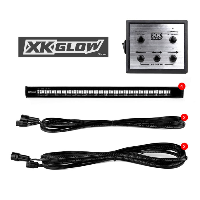 XKGLOW XK052002-4W XK Glow tube Strobe Lights w/ Traffic Modes Ultra LEDs Multiple Modes + Solid On -White 4pc 12in