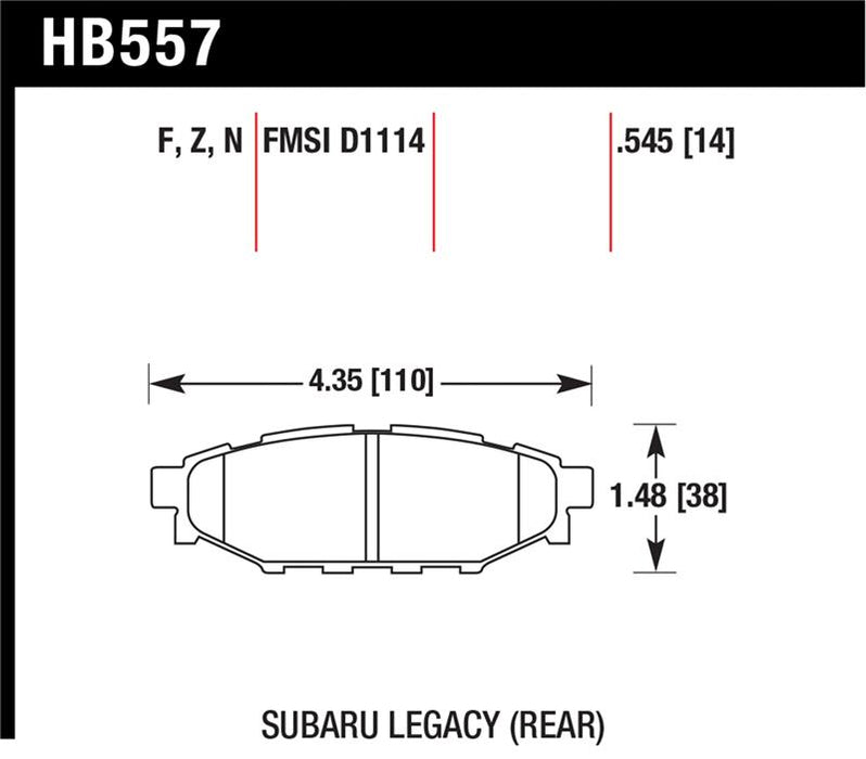 Hawk Performance HB557N.545 Hawk 08 WRX Rear HP+ Street Brake Pads