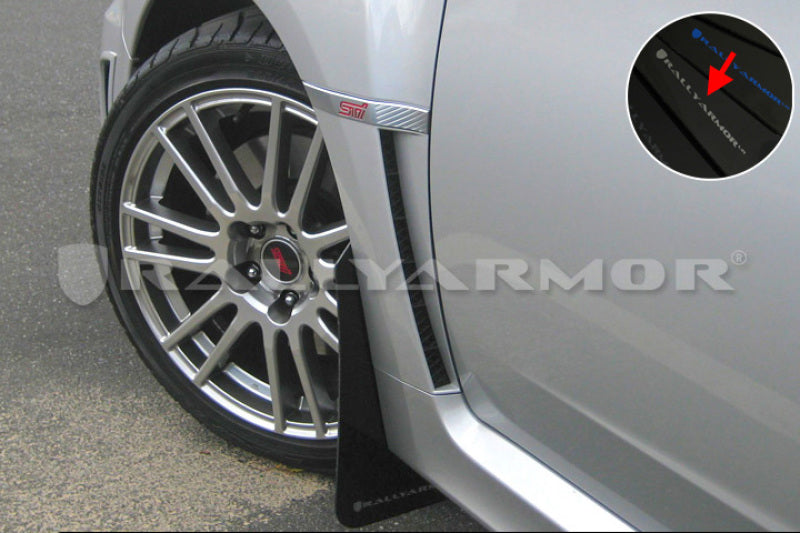 Rally Armor MF19-UR-BLK/SIL 11-14 Subaru WRX/STI (Sedan Only) Black UR Mud Flap w/Silver Logo