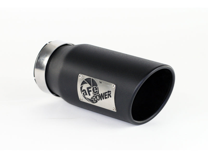 aFe 49T40501-B12 Power Diesel Exhaust Tip Black- 4 in In x 5 out X 12 in Long Bolt On (Right)