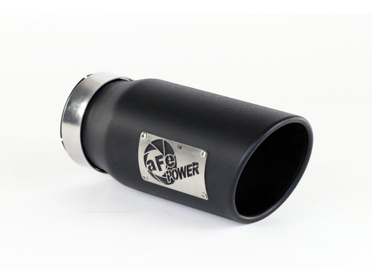 aFe 49T40501-B12 Power Diesel Exhaust Tip Black- 4 in In x 5 out X 12 in Long Bolt On (Right)