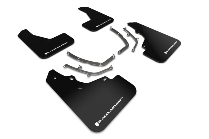 Rally Armor MF61-UR-BLK/WH 19-25 Mazda3 Hatchback Black UR Mud Flap w/White Logo