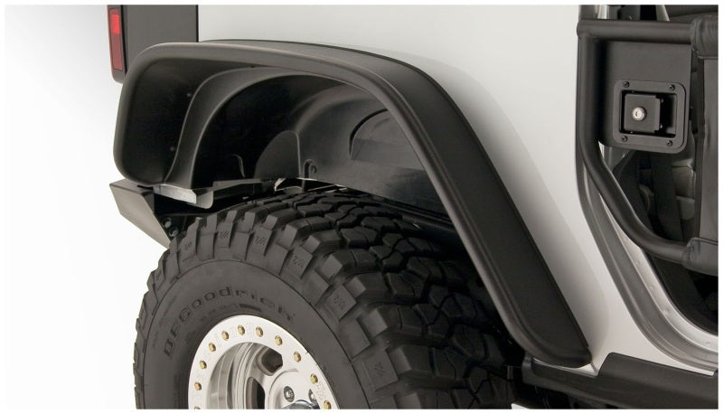 Bushwacker 10052-07 07-18 Jeep Wrangler Flat Style Flares 2pc Fits 2-Door Sport Utility Only - Black