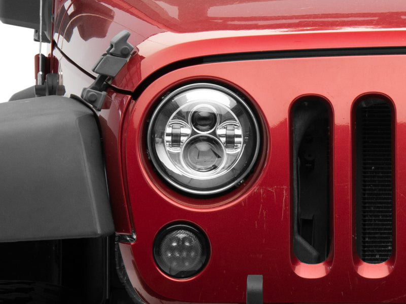 Raxiom J108043 97-18 Jeep Wrangler TJ/JK Axial Series LED Daymaker Headlights- Chrome Housing (Clear Lens)