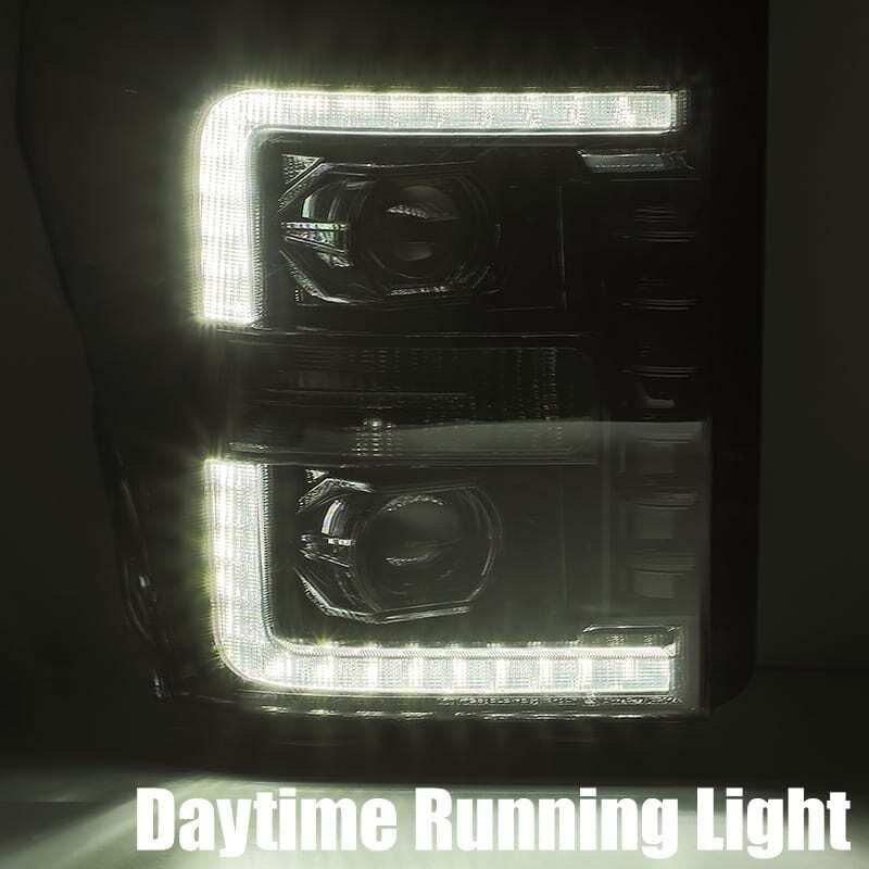 AlphaRex 880143 11-16 Ford F-350 SD LUXX LED Proj Headlights Plank Style Alpha Blk w/Activ Light/Seq Signal