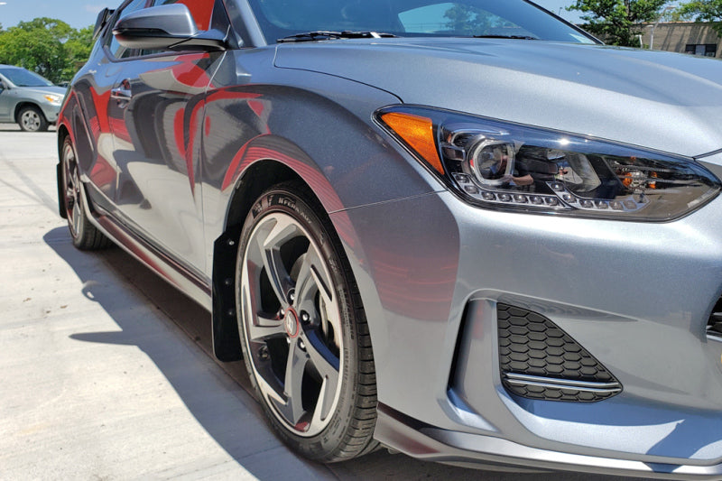 Rally Armor MF58-UR-BLK/DGRY 19-21 Hyundai Veloster Turbo/2.0/R-Spec Black UR Mud Flap w/Dark Grey Logo