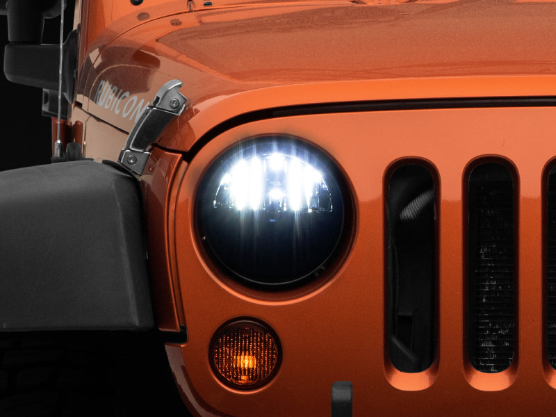 Raxiom J108039 97-18 Jeep Wrangler TJ/JK Axial Series LED Headlights- Black Housing (Clear Lens)