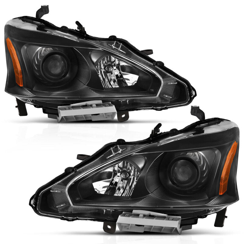 ANZO 121549 2013-2015 Nissan Altima Projector Headlight Black Amber