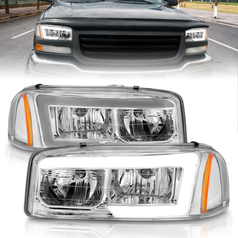 ANZO 111523 Anzo 99-17 GMC Sierra/Denali Headlights Chrome Amber (w/C Light Bars)