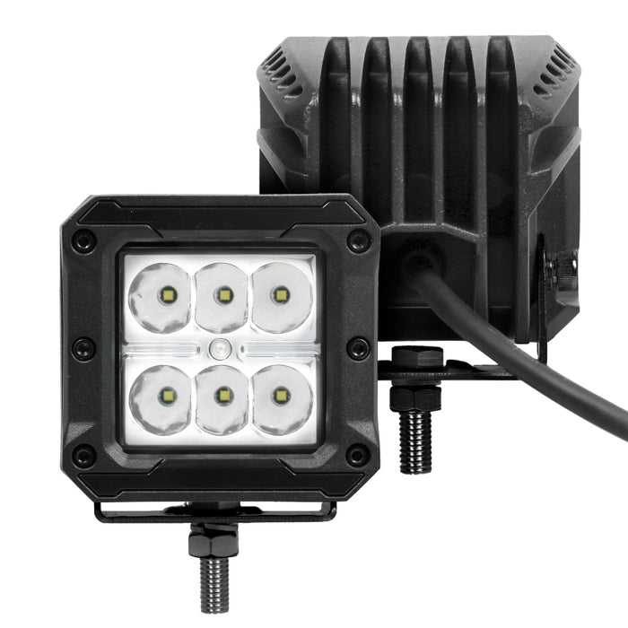 Go Rhino 751803023SCS Xplor Bright Series Cube LED Spot Light Kit (Surface/Threaded Stud Mount) 3x3 - Blk (Pair)