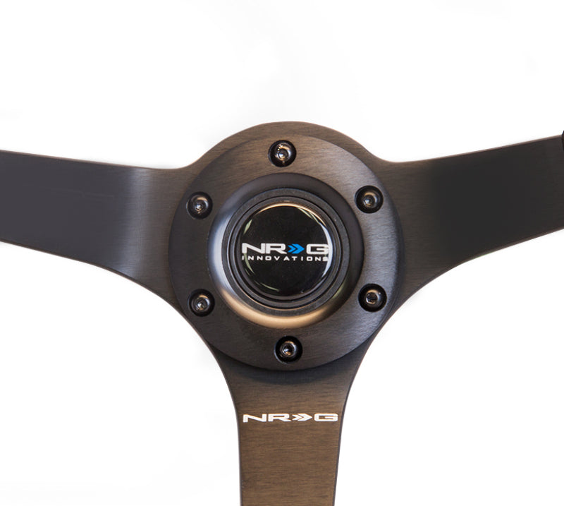 NRG RST-036MB-S Reinforced Steering Wheel (350mm / 3in. Deep) Blk Suede w/Blk BBall Stitch (Odi Bakchis Edition)