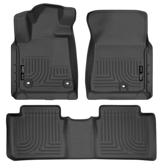Husky Liners 99561 2014 Toyota Tundra Double Cab Pickup WeatherBeater Black Front & 2nd Seat Floor Liners