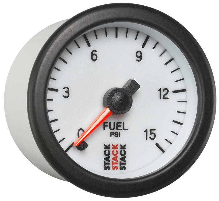 AutoMeter ST3354 Autometer Stack 52mm 0-15 PSI 1/8in NPTF Male Pro Stepper Motor Fuel Pressure Gauge - White