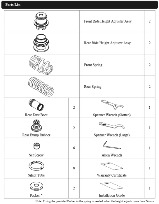HKS 80280-AT001 TOYOTA SUPRA A90 ADJUSTABLE SPRING KIT