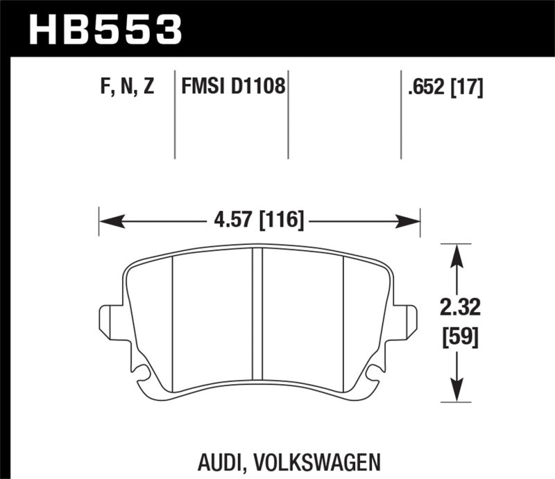Hawk Performance HB553F.652 Hawk 06-07 Audi A6 Quattro / 03-04 RS6 / 04-08 S4 HPS Street Rear Brake Pads