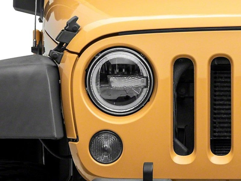 Raxiom J155018 97-18 Jeep Wrangler TJ/JK 7-Inch LED Headlights w/ Halos- Black Housing (Clear Lens)