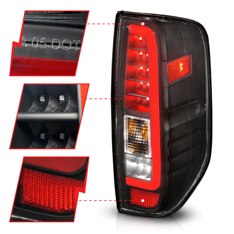 ANZO 311443 2005-2021 Nissan Frontier LED Taillights Black Housing/Clear Lens