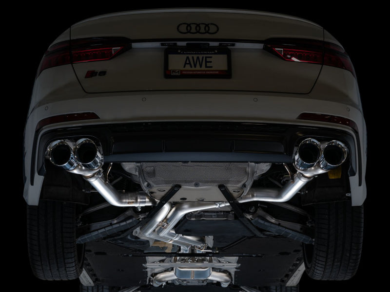 AWE Tuning 3020-42101 19-23 Audi C8 S6/S7 2.9T V6 AWD Track Edition Exhaust - Chrome Silver Tips
