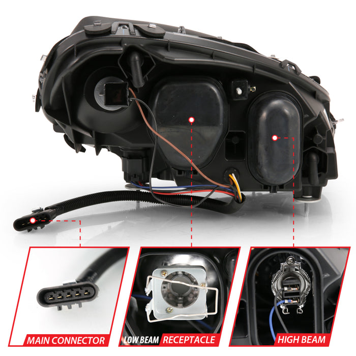 ANZO 121553 2005-2013 Chevy Corvette Projector Plank Style Switchback H.L. Black Amber