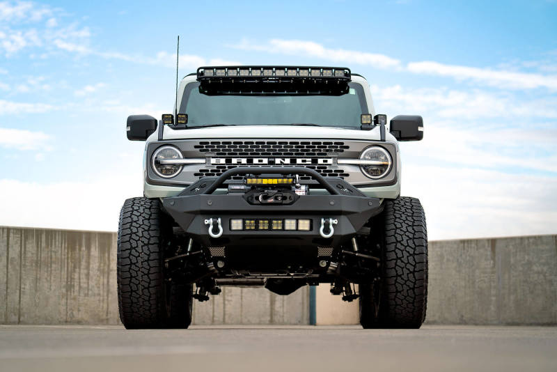 DV8 Offroad FBBR-02 2021+ Ford Bronco Modular Front Bumper Winch Capable w/ Auxiliary Light Mounts