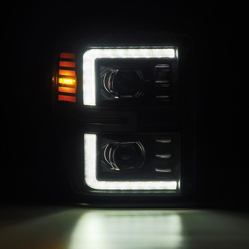 AlphaRex 880312 08-10 Ford F250-550 LUXX-Series LED Projector Headlights Black w/Activ Light/Seq Signal