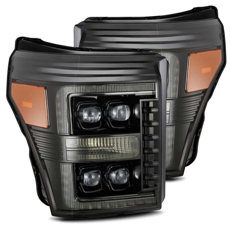 AlphaRex 880147 11-16 Ford F-350 SD NOVA LED Proj Headlights Plank Style Alpha Blk w/Activ Light/Seq Signal