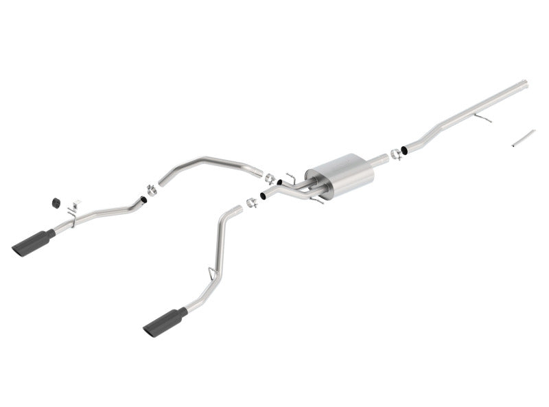 Borla 140536BC 14 Sierra 1500 C/B S-Type Exh/2.75in Into Dual 2.25in Out 4in Split Rear Exit-Black Chrome