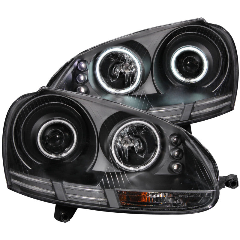 ANZO 121345 2006-2009 Volkswagen Rabbit Projector Headlights w/ Halo Black (CCFL)