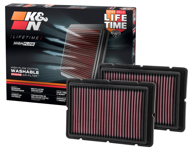 K&N Engineering 33-2494 K&N Replacement Air Filter 05-09 Ferrari F360 11.125in O/S Length x 7.625 O/S Width x 1.313in H