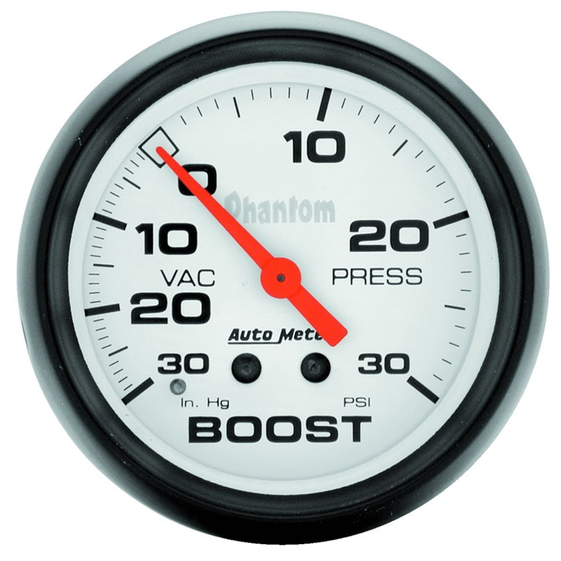 AutoMeter 5803 Autometer Phantom 66.7mm 30 in Hg-Vac/30PSI Mechanical Vacuum/Boost Gauge