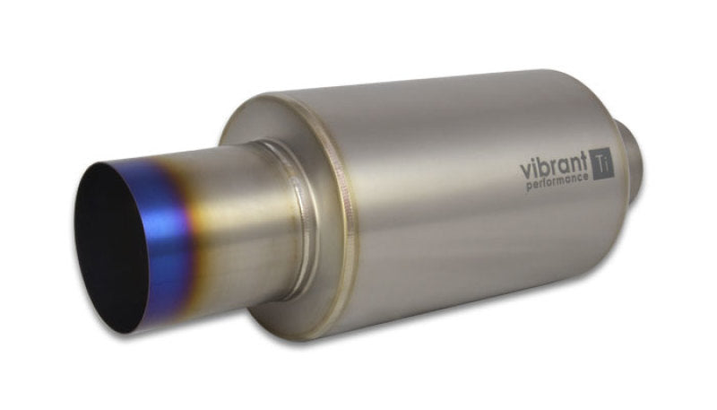 Vibrant 17560 Titanium Muffler w/Straight Cut Burnt Tip 2.5in. Inlet / 2.5in. Outlet