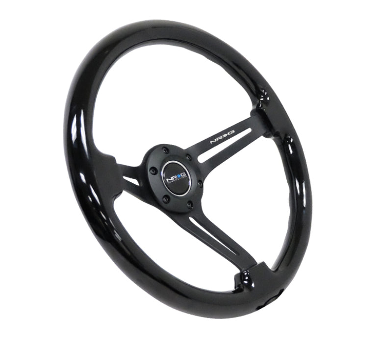 NRG RST-018BK-BK Reinforced Steering Wheel (350mm / 3in. Deep) Blk Wood w/Blk Matte Spoke/Black Center Mark